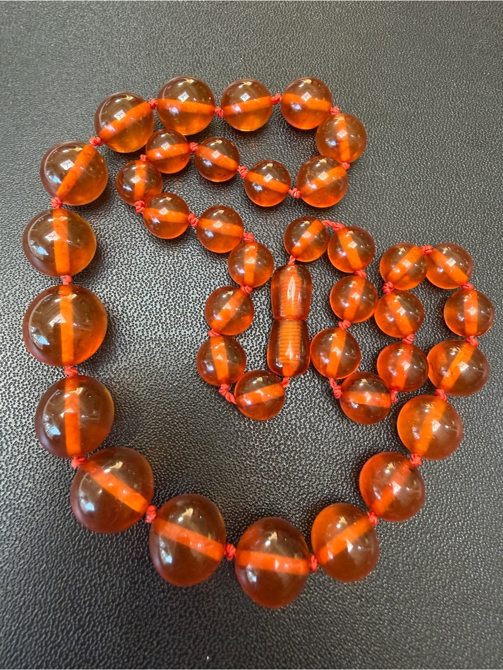 Vintage pressed amber necklace European